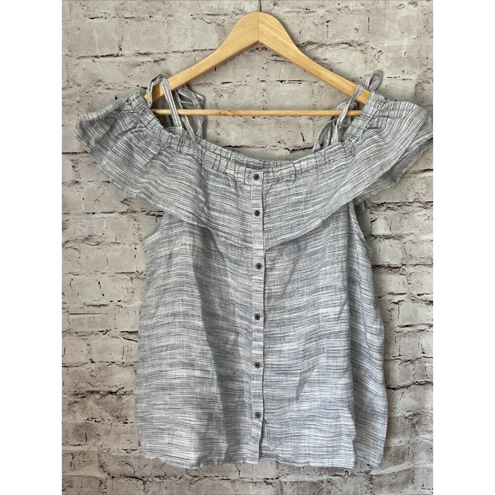 Lucky Brand Gray Buttoned Blouse